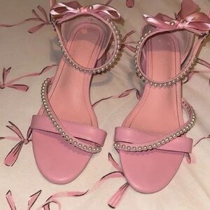 Chic Pink Pearl-Embellished Women's Heels